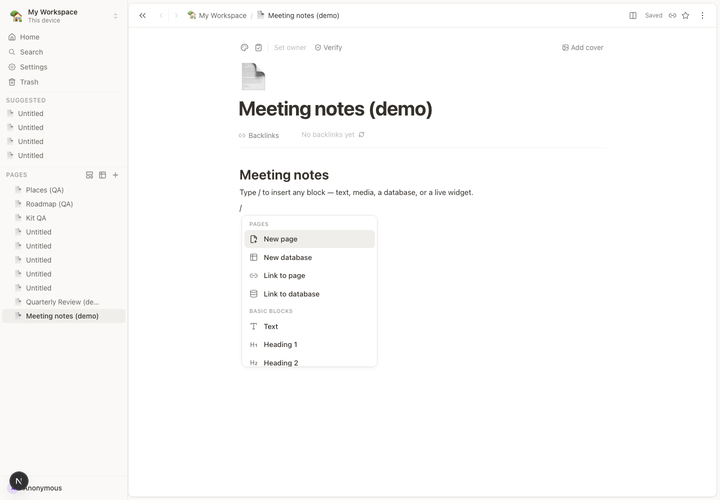 The OpenBook editor